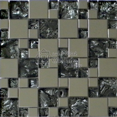 Mosaic MMS048 Sklo-metal mozaika Multimix černostříbrná 300x300 mm [MMS048]