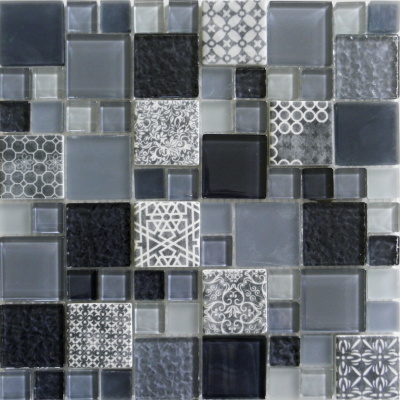 Mosaic MSS006 Mozaika skleněná patchwork šedá 300x300 mm [MSS006]