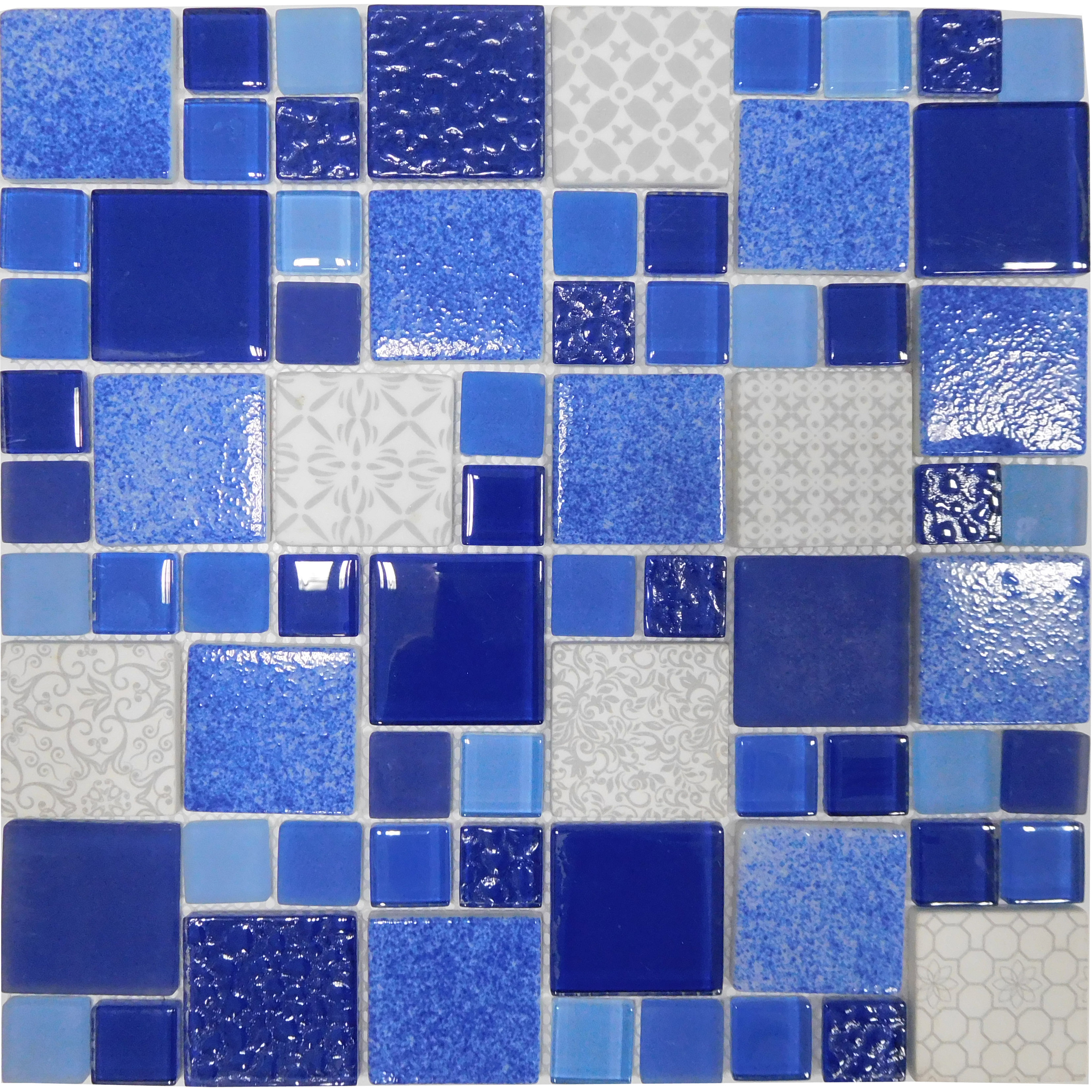 Mosaic MSS004 Mozaika skleněná patchwork modrá 300x300 mm [MSS004]