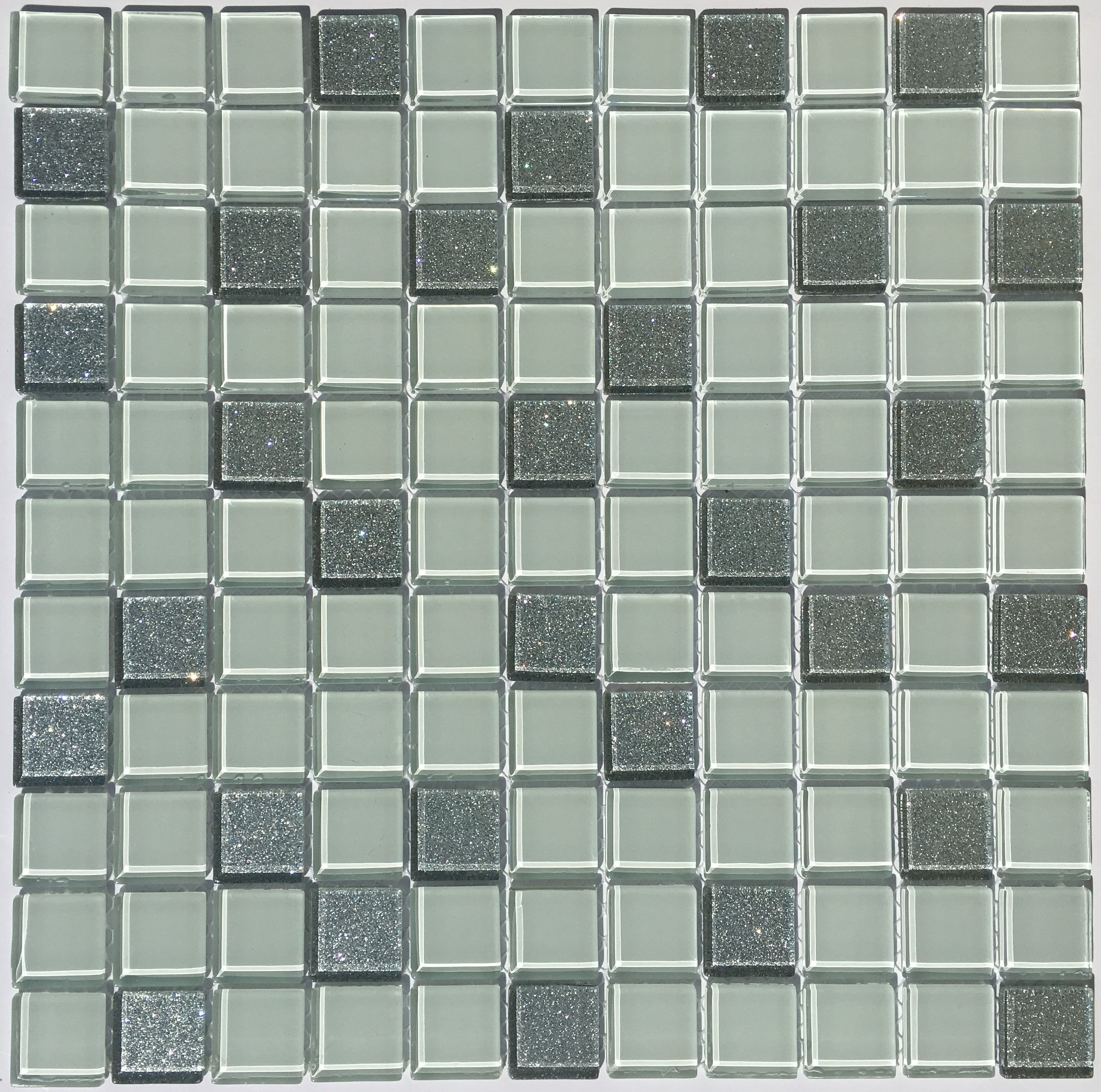 Mosaic MSN061P Skleněná mozaika bílý mix glitter 297x297 mm [MSN061P]