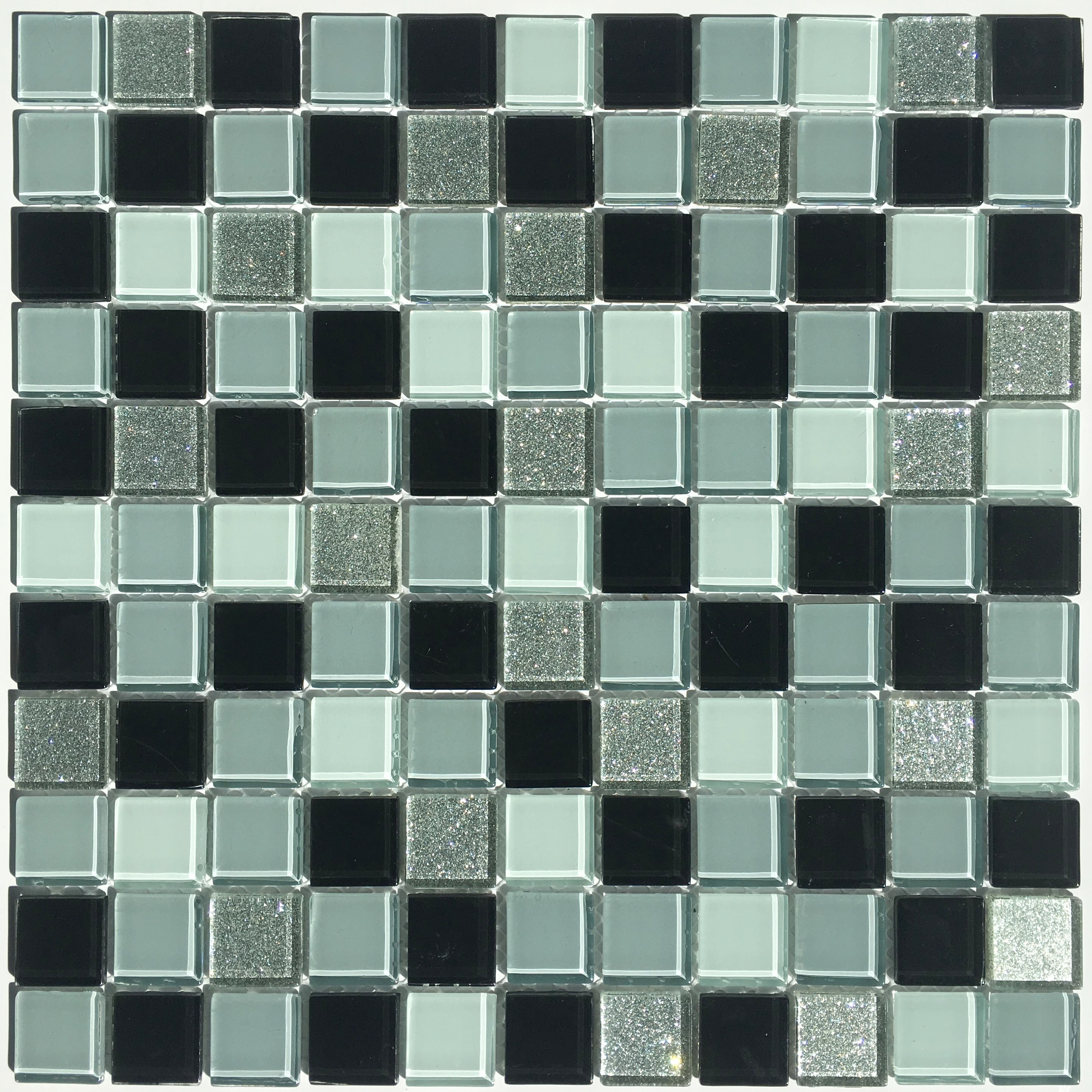Mosaic MSN209P Skleněná mozaika černobílý mix glitter 297x297 mm [MSN209P]