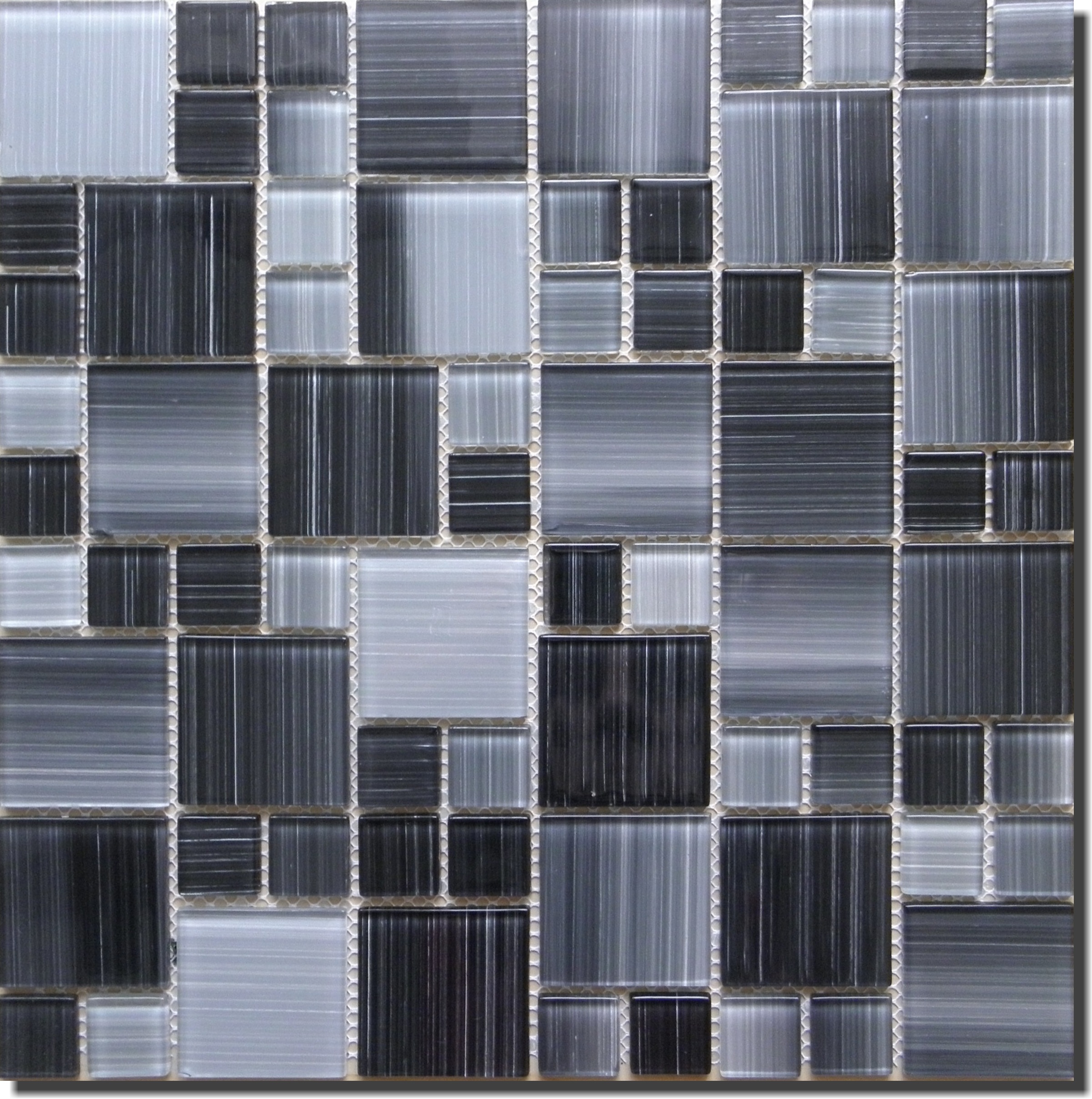 Mosaic MSM63 Mozaika skleněná šedočerná 300x300mm [MSM63]