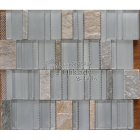 Mosaic MKS134 Sklo-kámen mozaika bílá+křemen 335x305 mm